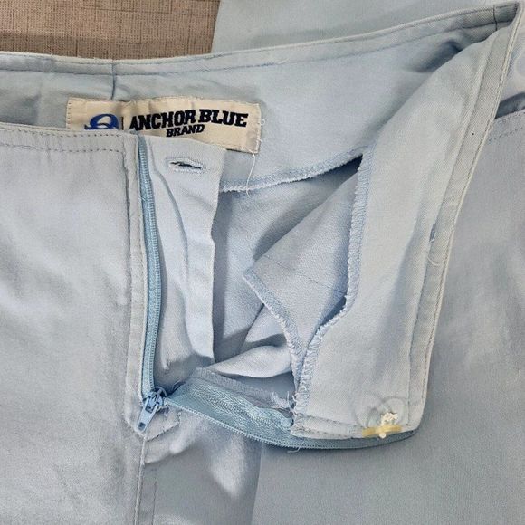 Vintage 90s Y2K Anchor Blue Womens M Light Blue Low Rise Stretch Flare Pants - Picture 3 of 6